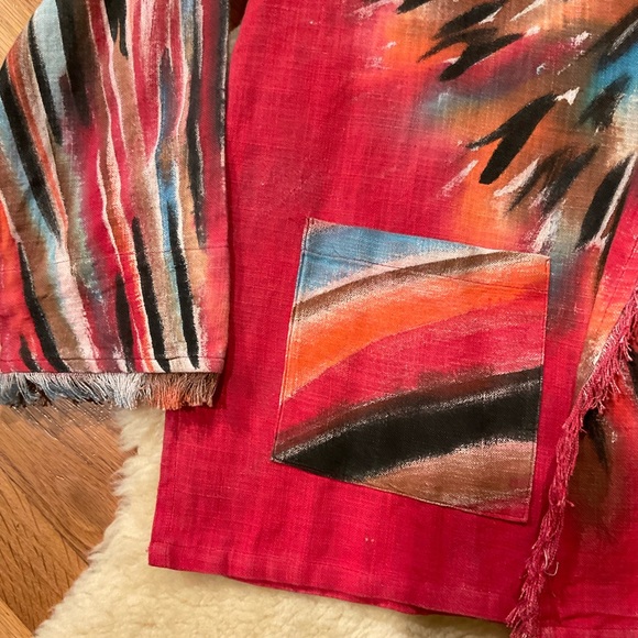 Dilemma organic cotton colorful open front fringe jacket - Picture 7 of 14